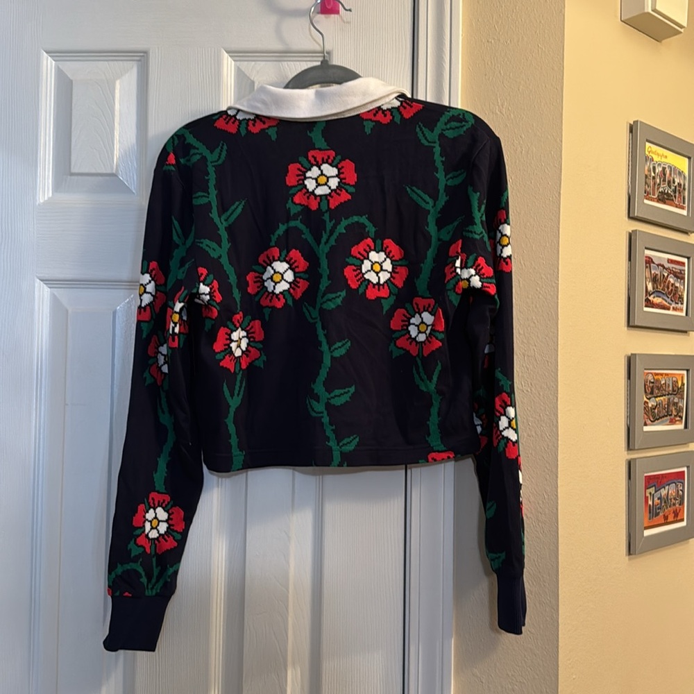 NWOT Rowing Blazers for Target Navy Rugby Shirt With Rose Design - Size Small - Picture 4 of 4